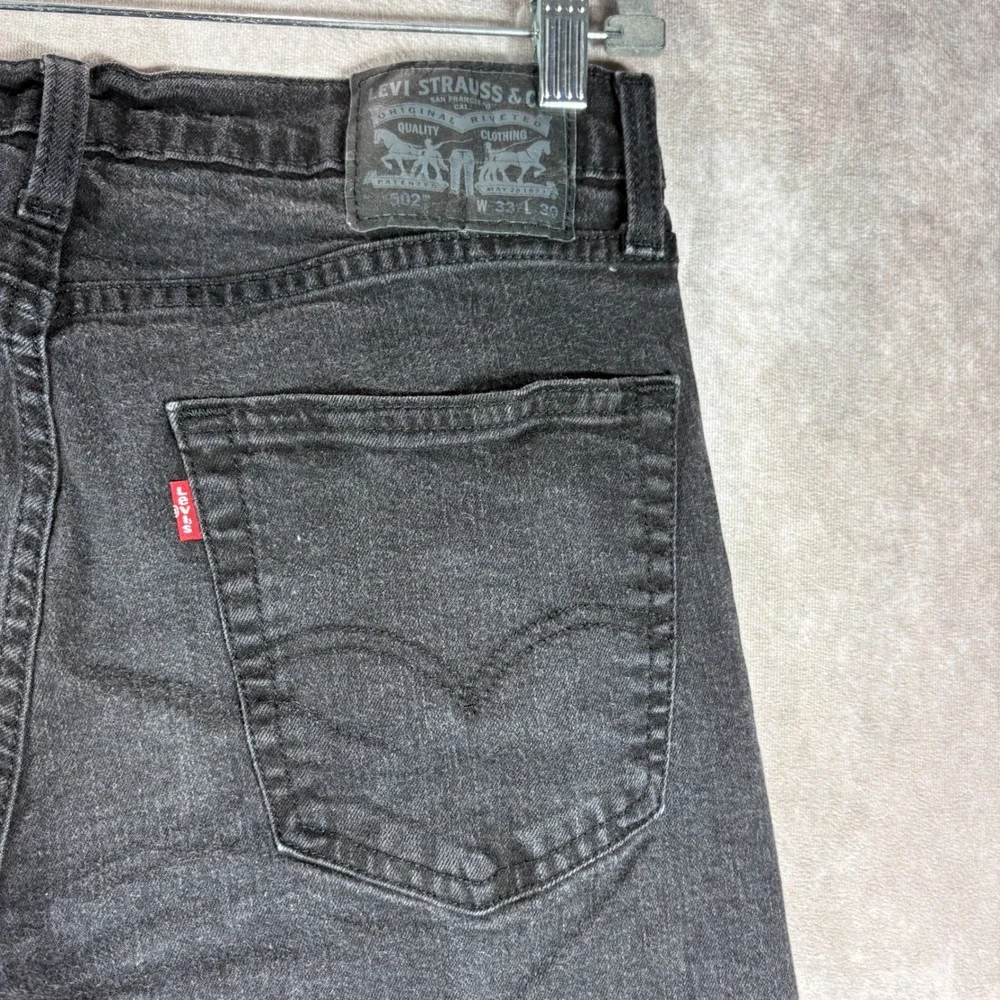 Levi's Jeans Mens 33x30 Black 502 Taper Stretch Denim Waterless Casual Everyday